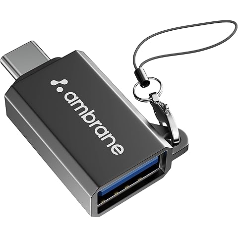 Ambrane USB Type C Female to USB Male OTG Adapter with 5 Gbps High-Speed Data Transfer, Compatible with Laptops, Tablets, Smartphone, Chargers and More Devices (AOTG-A1, Grey)