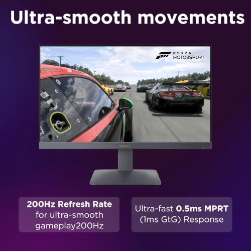 Lenovo LOQ 24-10 | 23.8" (60.45cm) FHD (1920x1080) IPS 200Hz Gaming Monitor | 0.5ms, HDR10 Compliance, AMD FreeSync, 99% sRGB, 2xHDMI 2.1 TMDS, 1xDP 1.4| Tilt | Lunar Grey | 68F1GACBIN