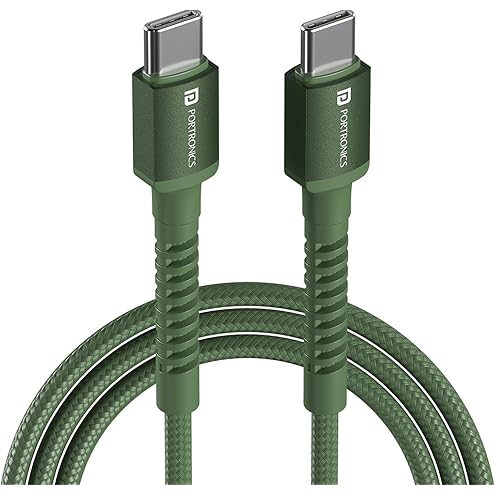 Portronics Konnect View 100W Type C to Type C Cable with LED Display with 5A Max Output, Fast Data Sync, 2M Length, Tangle Resistance supports Laptop Charging(Black)
