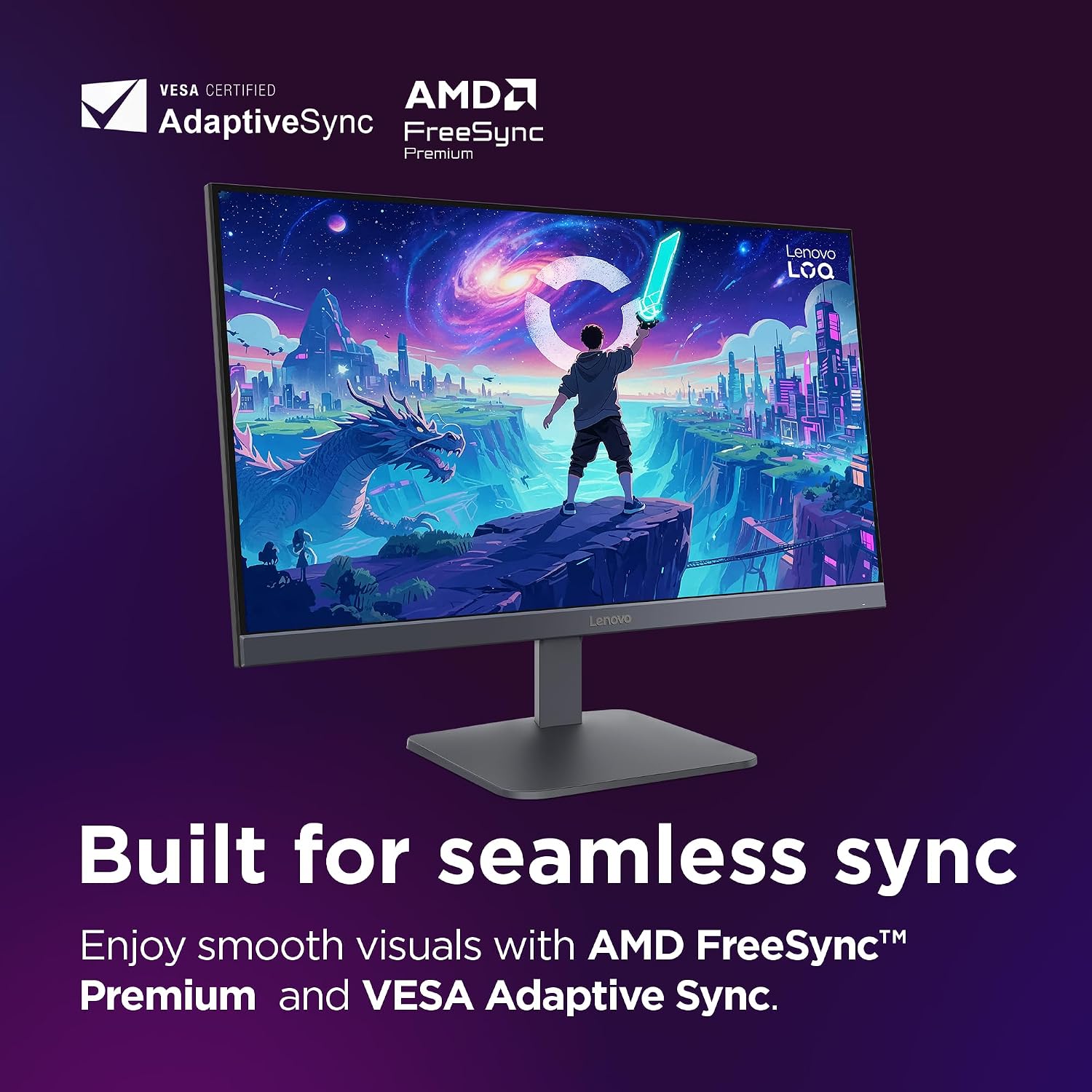 Lenovo LOQ 24-10 | 23.8" (60.45cm) FHD (1920x1080) IPS 200Hz Gaming Monitor | 0.5ms, HDR10 Compliance, AMD FreeSync, 99% sRGB, 2xHDMI 2.1 TMDS, 1xDP 1.4| Tilt | Lunar Grey | 68F1GACBIN