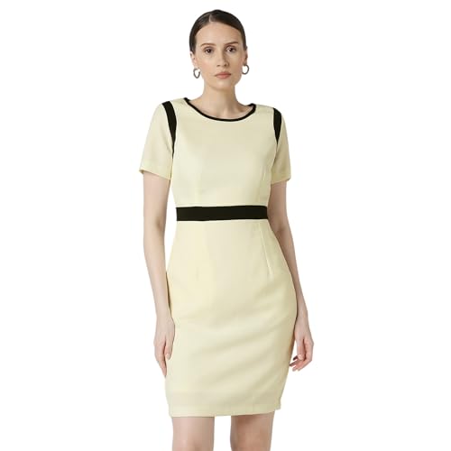 Van Heusen Women's Regular Fit Half Sleeve Mid Thigh Length Sheath Dress
